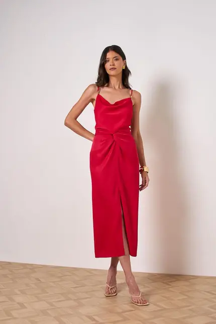 CONJUNTO REGARA E SAIA MIDI EM CREPE PATOU