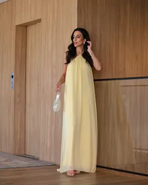 VESTIDO LONGO EM CHIFFON SILK TOUCH