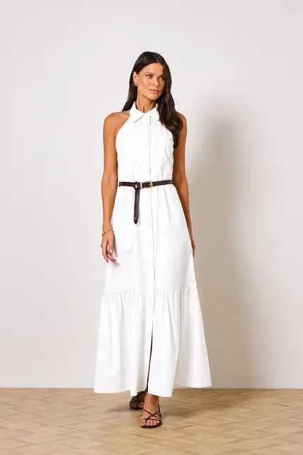 VESTIDO COM CINTO EM TRICOLINE ALABAMA