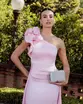 VESTIDO LONGO UM OMBRO SO COM FLOR E SAIA COM CAPA