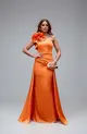 VESTIDO LONGO UM OMBRO SO COM FLOR E SAIA COM CAPA