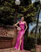 VESTIDO LONGO ACETINADO UM OMBRO SO C/FLOR E FENDA