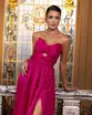 VESTIDO LONGO TAFETA TOMARA QUE CAIA LAÇO NO BUSTO COM FENDA