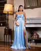 VESTIDO LONGO TAFETA TOMARA QUE CAIA LAÇO NO BUSTO COM FENDA
