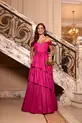 VESTIDO LONGO TAFETA OMBRO A OMBRO SAIA CAMADAS