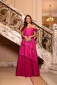VESTIDO LONGO TAFETA OMBRO A OMBRO SAIA CAMADAS