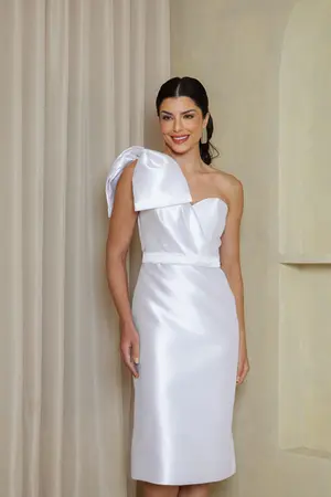VESTIDO MIDI ZIBELINE UM OMBRO SÓ COM LAÇO