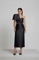 VESTIDO MIDI ZIBELINE UM OMBRO SÓ COM LAÇO