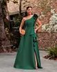 VESTIDO LONGO ZIBELINE UM OMBRO SÓ SAIA BABADOS