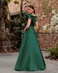 VESTIDO LONGO ZIBELINE UM OMBRO SÓ SAIA BABADOS