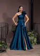 VESTIDO LONGO ZIBELINE UM OMBRO SÓ SAIA BABADOS