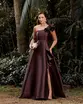 VESTIDO LONGO ZIBELINE UM OMBRO SÓ SAIA BABADOS