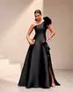 VESTIDO LONGO ZIBELINE UM OMBRO SÓ SAIA BABADOS