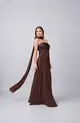 VESTIDO TOMARA QUE CAIA DRAPEADO C/ ECHARPE