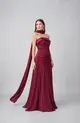 VESTIDO TOMARA QUE CAIA DRAPEADO C/ ECHARPE