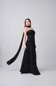 VESTIDO TOMARA QUE CAIA DRAPEADO C/ ECHARPE
