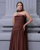 VESTIDO TOMARA QUE CAIA DRAPEADO C/ ECHARPE