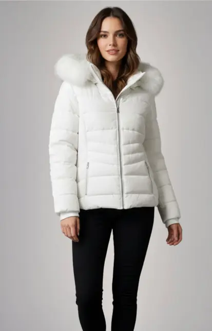 CASACO JAQUETA NYLON COM CAPUZ PELO