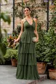VESTIDO LONGO TULE SAIA CAMADAS ALÇA FINA