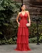 VESTIDO LONGO TULE SAIA CAMADAS ALÇA FINA