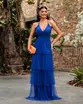 VESTIDO LONGO TULE SAIA CAMADAS ALÇA FINA