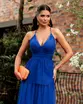 VESTIDO LONGO TULE SAIA CAMADAS ALÇA FINA