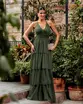 VESTIDO LONGO TULE SAIA CAMADAS ALÇA FINA