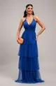VESTIDO LONGO TULE SAIA CAMADAS ALÇA FINA