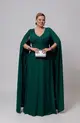 VESTIDO LONGO CREPE COM CAPA NÓ NA FRENTE