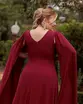 VESTIDO LONGO CREPE COM CAPA NÓ NA FRENTE