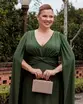 VESTIDO LONGO CREPE COM CAPA NÓ NA FRENTE