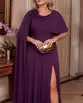 VESTIDO LONGO CREPE CAPA FLOR OMBRO