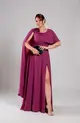 VESTIDO LONGO CREPE CAPA FLOR OMBRO