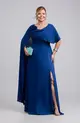 VESTIDO LONGO CREPE CAPA FLOR OMBRO