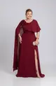 VESTIDO LONGO CREPE CAPA FLOR OMBRO