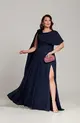 VESTIDO LONGO CREPE CAPA FLOR OMBRO