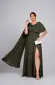 VESTIDO LONGO CREPE CAPA FLOR OMBRO