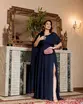 VESTIDO LONGO CREPE CAPA FLOR OMBRO