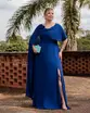 VESTIDO LONGO CREPE CAPA FLOR OMBRO
