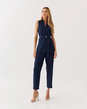 CONJUNTO ALFAIATARIA RISCA DE GIZ CALÇA COM COLETE