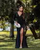 VESTIDO LONGO MALHA FLUID COM MANGA DRAPEADO NAS COSTAS