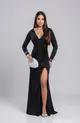 VESTIDO LONGO MALHA FLUID COM MANGA DRAPEADO NAS COSTAS