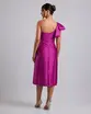 VESTIDO MIDI ZIBELINE UM OMBRO SÓ DRAPEADO C/ LAÇO