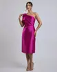 VESTIDO MIDI ZIBELINE UM OMBRO SÓ DRAPEADO C/ LAÇO