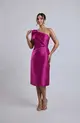 VESTIDO MIDI ZIBELINE UM OMBRO SÓ DRAPEADO C/ LAÇO