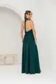 VESTIDO LONGO CREPE FRENTE ÚNICA DRAPEADO CINTURA