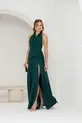 VESTIDO LONGO CREPE FRENTE ÚNICA DRAPEADO CINTURA