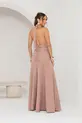 VESTIDO LONGO CREPE FRENTE ÚNICA DRAPEADO CINTURA