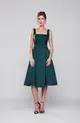 VESTIDO MIDI ZIBELINE DECOTE QUADRADO SAIA EVASE
