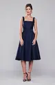 VESTIDO MIDI ZIBELINE DECOTE QUADRADO SAIA EVASE